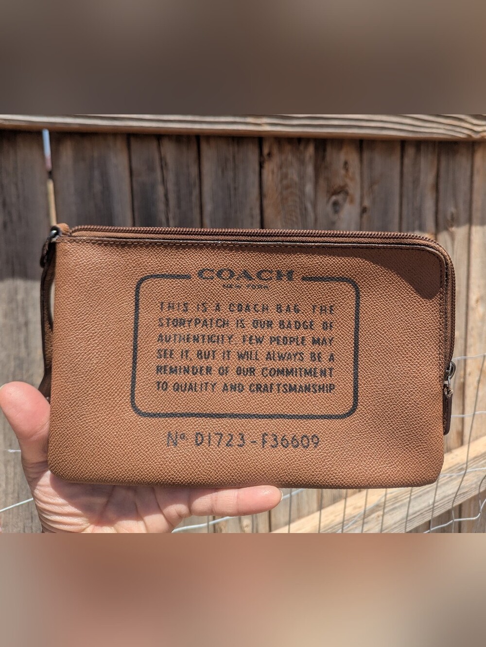 Coach Coated Canvas Large Zip Pouch Brown Black D1723-F36609